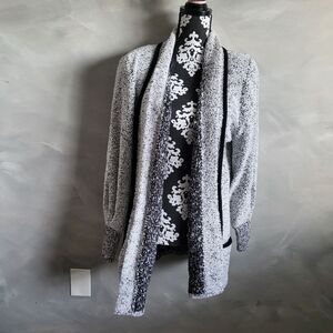 Vintage Women’s M Draped Open Front Contrast Cardigan Sweater Nubbie Knit